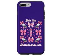 Carcasa para iPhone 7 Plus/8 Plus Chicas como Skateboards Too Pink Bows Skater Girl Coquette