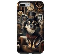 Carcasa para iPhone 7 Plus/8 Plus Chihuahua de Pelo Largo Steampunk Científico Loco