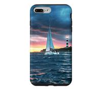 Carcasa para iPhone 7 Plus/8 Plus Coastal Lighthouse Sailboat Ocean Sunset Scenic Artwork