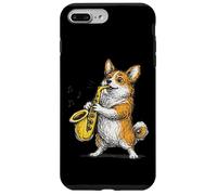 Carcasa para iPhone 7 Plus/8 Plus Corgi Saxofón Boceto