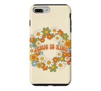 Carcasa para iPhone 7 Plus/8 Plus Corona de Margaritas Retro con Estampado Floral de Jesús es el Rey, fe Cristiana