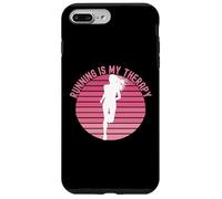 Carcasa para iPhone 7 Plus/8 Plus Correr es mi Terapia Girl Runner Jogger Cardio Retro Sunset