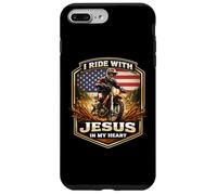 Carcasa para iPhone 7 Plus/8 Plus Corro con Jesús en mi corazón American Dirt Bike Rider USA