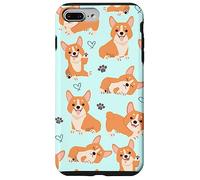 Carcasa para iPhone 7 Plus/8 Plus Cute Corgi Dog with Paws Lover in Aqua Turquoise Pattern