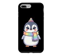 Carcasa para iPhone 7 Plus/8 Plus Cute Kawaii Penguin Rainbow Beanie Scarf Winter