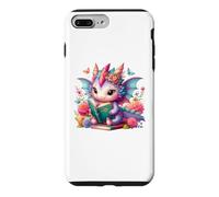 Carcasa para iPhone 7 Plus/8 Plus Cute Pink Baby Dragon Floral Book Lover Bookish Fantasy Era