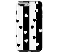 Carcasa para iPhone 7 Plus/8 Plus Día de San Valentín Negro Blanco Rayas Verticales corazón Minimalista