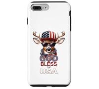 Carcasa para iPhone 7 Plus/8 Plus Dios Bendiga a los Estados Unidos, Divertido Sombrero patriótico y Genial con Forma de Ciervo