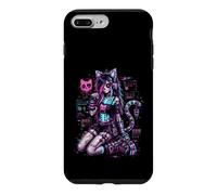 Carcasa para iPhone 7 Plus/8 Plus Diseño de Anime Cyber Goth Girl Skeleton Glitch al Estilo Y2K