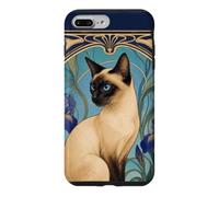Carcasa para iPhone 7 Plus/8 Plus Diseño de Gato siamés Art Nouveau Azul Iris felino