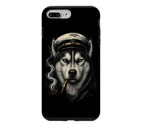 Carcasa para iPhone 7 Plus/8 Plus Divertida Pipa de Fumar para Perros Husky, Nautical Captain Dog Aver