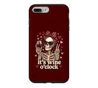 Carcasa para iPhone 7 Plus/8 Plus Divertido Esqueleto Vino O'Clock Bonito Lazo Rojo gótico San Valentín