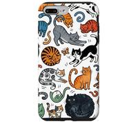 Carcasa para iPhone 7 Plus/8 Plus Divertido Gato Doodle Patrón Colorido Amante De Las Mascotas