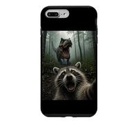 Carcasa para iPhone 7 Plus/8 Plus Divertido Raccoon T Rex Selfie Dinosaurio Asustado Reacción Humor