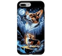 Carcasa para iPhone 7 Plus/8 Plus Divertidos Regalos místicos Vintage de Corgi Howling at The Moon para Perros