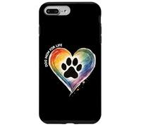 Carcasa para iPhone 7 Plus/8 Plus Do g Mom For Life, Camiseta de Pata de Perro con corazón arcoíris, Mascota Colorida