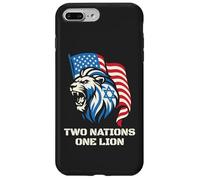 Carcasa para iPhone 7 Plus/8 Plus Dos Naciones Un León - Diseño Patriótico de Estados Unidos Israel