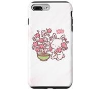 Carcasa para iPhone 7 Plus/8 Plus Easter Bunny Pink Sakura Flower Cute Japanese Cherry Blossom