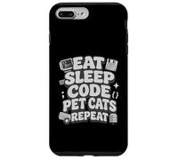Carcasa para iPhone 7 Plus/8 Plus Eat Sleep Code Pet Cats Repeat Funny Programmer Cat Lover