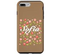 Carcasa para iPhone 7 Plus/8 Plus Escritura Cursiva Blanca Nombre Personalizado Flor de Primavera Sofía