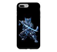 Carcasa para iPhone 7 Plus/8 Plus Espada Katana Gato Samurai Guerrero Azul Anime Ninja