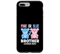 Carcasa para iPhone 7 Plus/8 Plus Fiesta de revelación de género con Texto en inglés Brother Loves You Bear Rosa o Azul