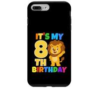Carcasa para iPhone 7 Plus/8 Plus Fiesta temática de Safari de león de 8 años con Texto en inglés It's My 8th Birthday