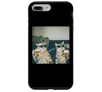 Carcasa para iPhone 7 Plus/8 Plus Foto Retro de Gatos con Cerveza Divertida, Divertida Fiesta de Gatos enfriados con Alcohol