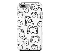 Carcasa para iPhone 7 Plus/8 Plus Funny Artsy Linocut Kids Faces, Lindo Sonriendo riendo