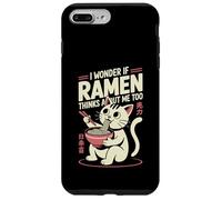 Carcasa para iPhone 7 Plus/8 Plus Funny Cat Ramen «Ramen Piensa en mí también» Kawaii Anime Cat