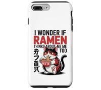 Carcasa para iPhone 7 Plus/8 Plus Funny Cat Ramen «Ramen Piensa en mí también» Kawaii Anime Cat