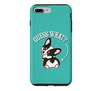 Carcasa para iPhone 7 Plus/8 Plus Funny Girl Kawaii Guess What Butt Black Tricolor Corgi Lover