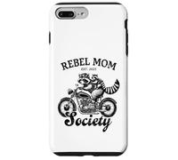 Carcasa para iPhone 7 Plus/8 Plus Funny Rebel Mom Society Racoon Riding Bike Día de la Madre