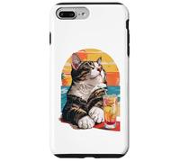Carcasa para iPhone 7 Plus/8 Plus Funny Retro Cat Sunset Cocktail Beach Vacation Summer