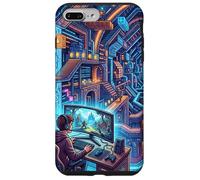 Carcasa para iPhone 7 Plus/8 Plus Futurista Cyberpunk PC Gamer y Retro Pixel Art RPG Fantasía