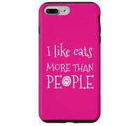 Carcasa para iPhone 7 Plus/8 Plus Gatito sarcástico Retro Divertido con Texto en inglés I Like Cats More Than People