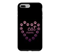 Carcasa para iPhone 7 Plus/8 Plus Gato Mamá Corazón Huellas Estéticas Lindas Patas Rosa