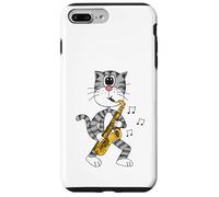 Carcasa para iPhone 7 Plus/8 Plus Gato Tocando el saxofón, saxofonista músico de Jazz