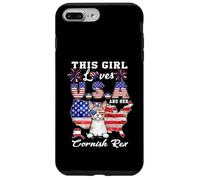 Carcasa para iPhone 7 Plus/8 Plus Girl Loves USA Her Cornish Rex Cat 4th of July Patriotic