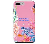 Carcasa para iPhone 7 Plus/8 Plus God Is Good Summer Ocean Preppy Pink Turtle & Coral