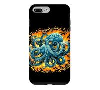 Carcasa para iPhone 7 Plus/8 Plus Gráfico de Llamas de Pulpo para Amantes del océano y los Animales
