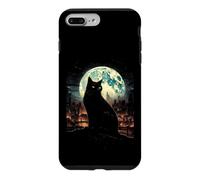 Carcasa para iPhone 7 Plus/8 Plus Green Cat Luna Llena Ciudad Vigilante Noche Felino