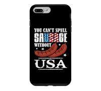 Carcasa para iPhone 7 Plus/8 Plus Happy 4th of July You Can't Spell Sausage Without USA