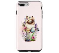 Carcasa para iPhone 7 Plus/8 Plus Happy Easter Cat Easter Tea Cup Coffee Cat Siamese Floral