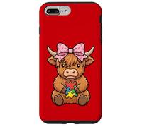 Carcasa para iPhone 7 Plus/8 Plus Highland Cow Autismo Puzzle Concientización Enseñar Niños Niñas
