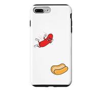 Carcasa para iPhone 7 Plus/8 Plus Hot Dog Saltando En Bun Retro Summer BBQ Grill 4 de Julio