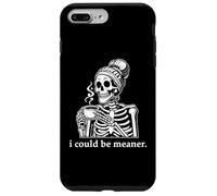 Carcasa para iPhone 7 Plus/8 Plus I Could Be Meaner Skeleton Drinking Coffee Cup Mean Mugging