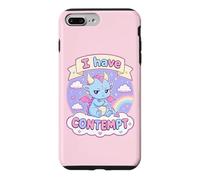 Carcasa para iPhone 7 Plus/8 Plus I Have Contempt Cute Kawaii Dragon Sarcástico Mood Art Rosa