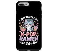 Carcasa para iPhone 7 Plus/8 Plus I Just Love K-Pop Ramen and Boba Tea Cute Cat Graphic