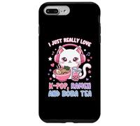 Carcasa para iPhone 7 Plus/8 Plus I Just Really Love K-Pop Ramen y Boba Tea Cute Cat